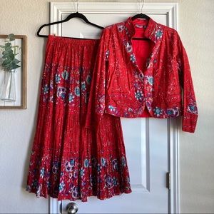 vintage Phool boho jacket and maxi skirt set